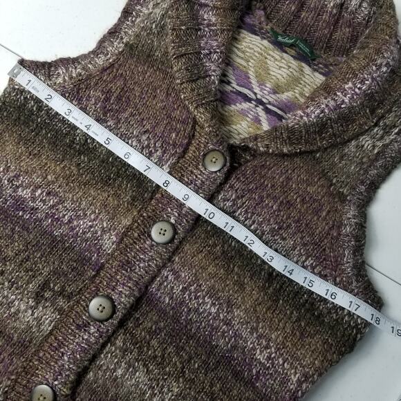 Woolrich Brown Green Purple Wool Lambswool Sweater Vest Size Small Petite - Picture 3 of 6